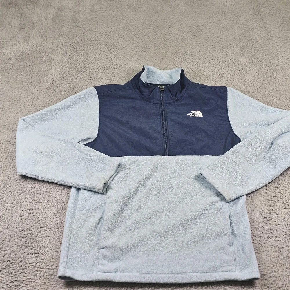 North Face Pullover Youth XL 18/20 Blue Fleece Half Zip Outdoors Jacket Warm